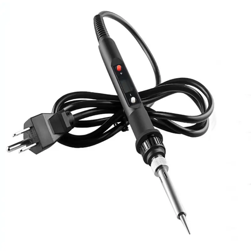 Серебристый 80W 220 V/110 V lcd цифровой термостат регулируемый бессвинцовый Электрический паяльник Мини паяльная станция ЕС/США штекер - Цвет: Серебристый