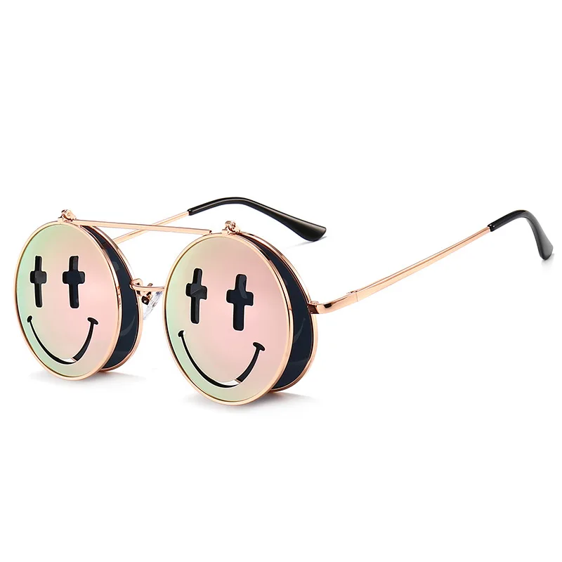 Мужские и женские Винтажные Солнцезащитные очки smile дизайнерские зеркальные в