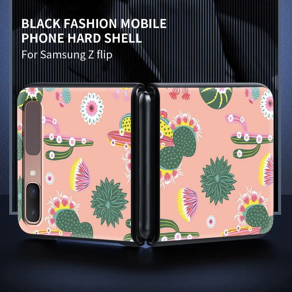 

for Samsung Galaxy Z Flip Mobile Phone Shell Z Flip 5G Folding Protective Case Luxury Black Coque Shell Cute Cartoon Vactus