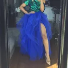 Женская фатиновая юбка-пачка, ярко-синяя юбка с высоким разрезом сбоку, эластичное бальное платье на заказ, 2019