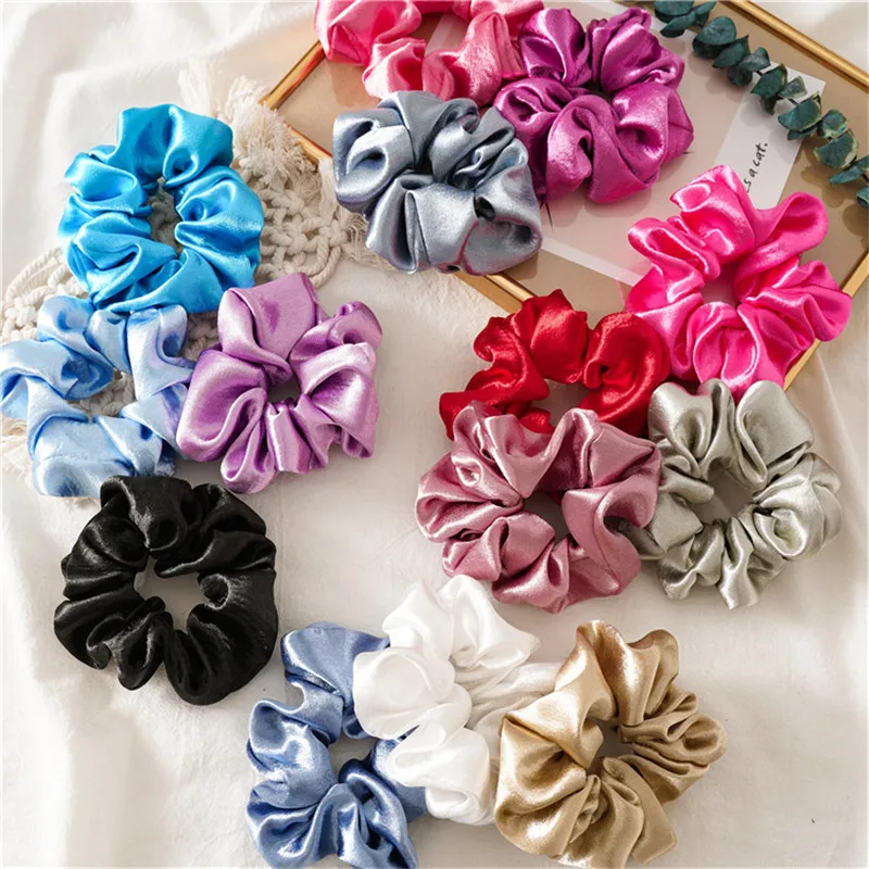 Ruoshui Woman Solid Hair Scrunchies Girls Elastic Hairband Hair Ties Accessories Rubber Band Ponytail Holders Ornament Hair Rope