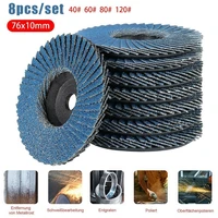 8pcs 3 inch flat flap discs 75mm grinding wheels wood cutting for angle grinder 406080120 grit sanding discs abrasive disc