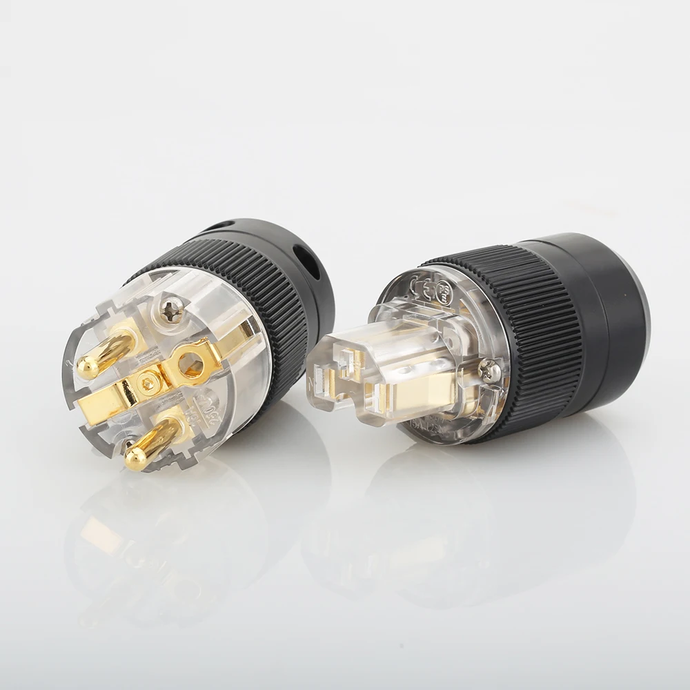 Латунный позолоченный блок питания Schuko европейская и вилка Hi Fi аудио разъем 1