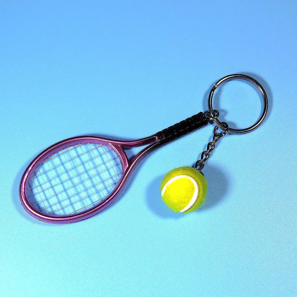 

Fashion Mini Tennis Racket Pendant Keychain Keyring Key Chain Ring Finder Holer Accessories For Lover's Day Gifts