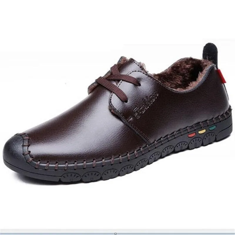 

Genuine Leather Men Classic Elegant Wedding Dress Shoes Male Winter Thick Plush Warm Business Shoes Man Formal erkek ayakkabi