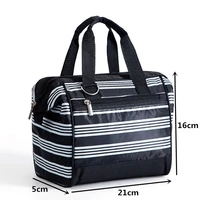 stripped insulated thermal lunch bag women kids portable cooler tote lunch box school insulation food beverage storage organizer