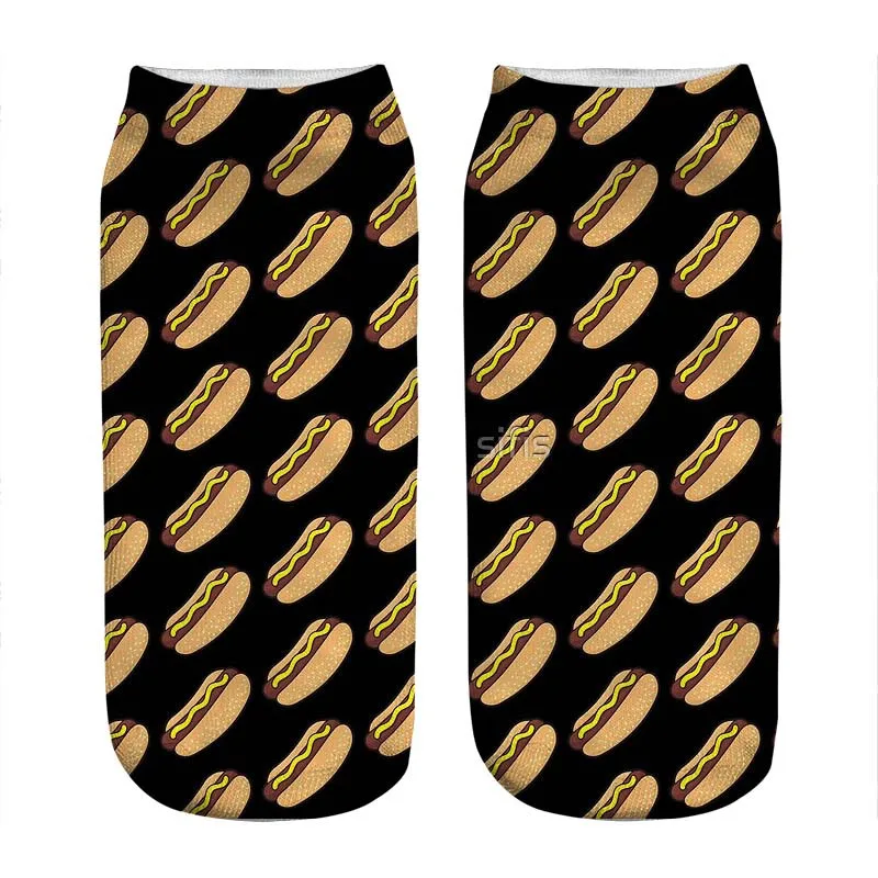 

2021 Women's socks kawaii Hotdog Pattern Printed Socks Woman harajuku Happy Funny Novelty cute girl gift Socks for women