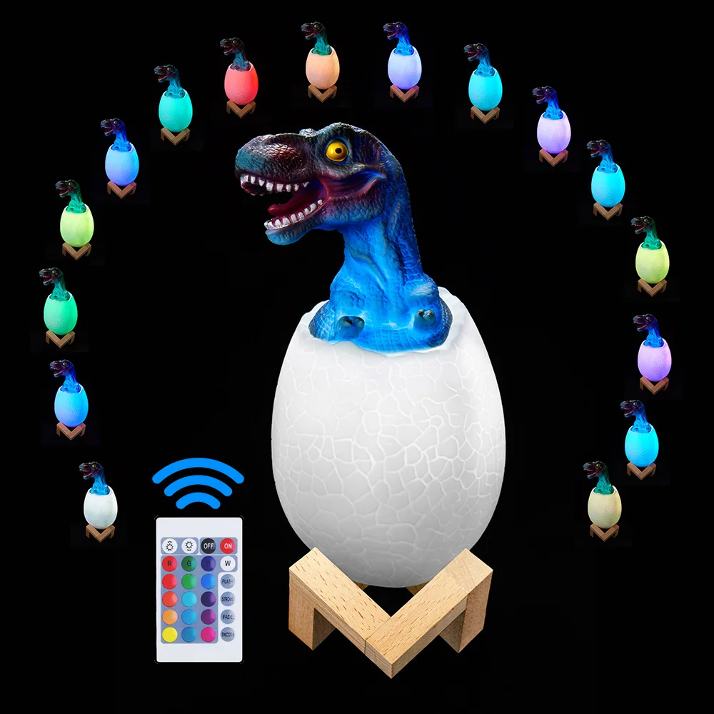 Светодиодная Ночная лампа с 3D рисунком в виде Яйца динозавра 16 цветов - купить по