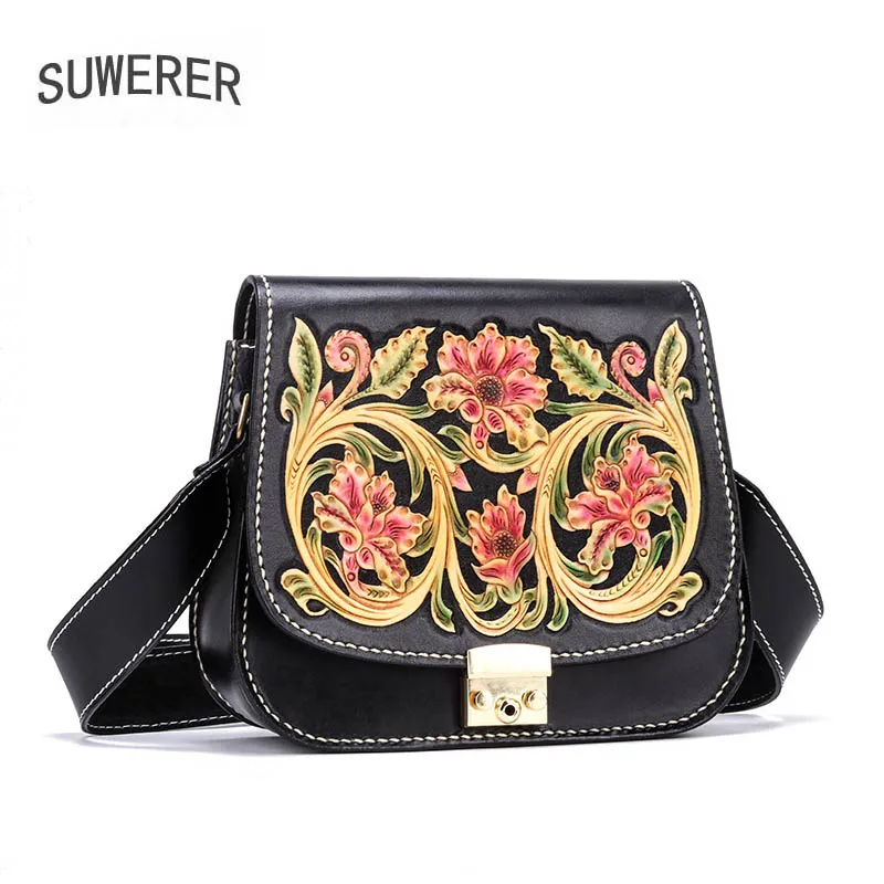 

New Women's famous brand designer Cowhide carved bag high quality women Genuine Leather bag brand luxury handbag shoulder bag