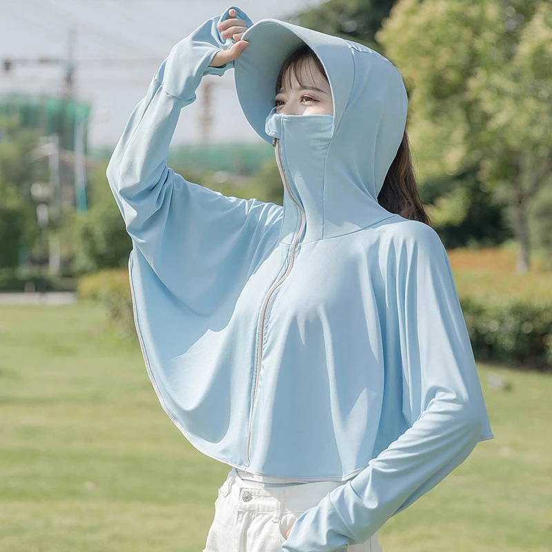 

Anti Sun Hoodie Sun-proof Clothing Thin Full Zip Hooded Jackets Sun Protection For Sports Running Cycling HA