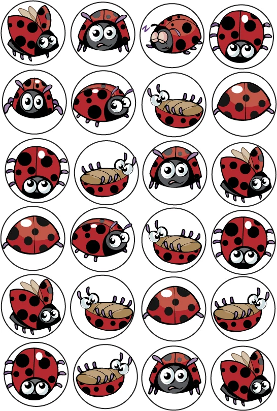 24 божьей коровки съедобный Топпер для торта Вафля рисовая бумага торт кекс