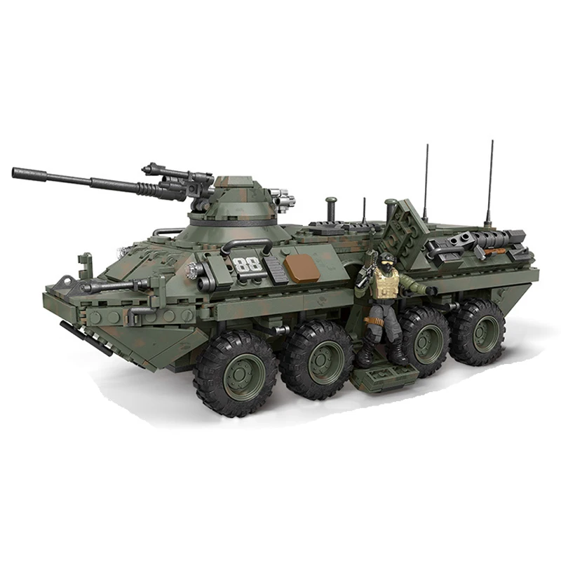 

21st Century America Infantry Military Series Stryker Vehicle Building Blocks Tank Army Soldiers Weapon Model Boy Kids Toys Gift