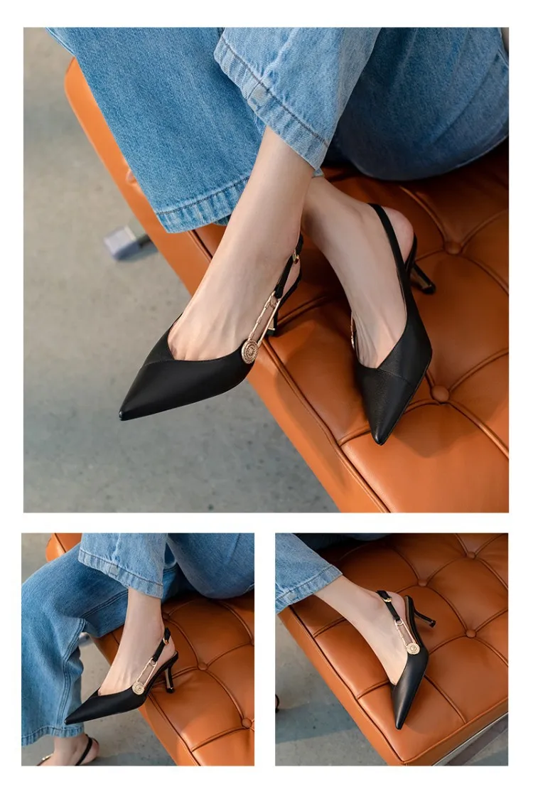 

Designer Fashion Shoes Ladies Luxury Brand Medusa Queen High Heels Sexy Ladies Pointed Toe 8 Cm Stiletto Heels Size 34-42 New