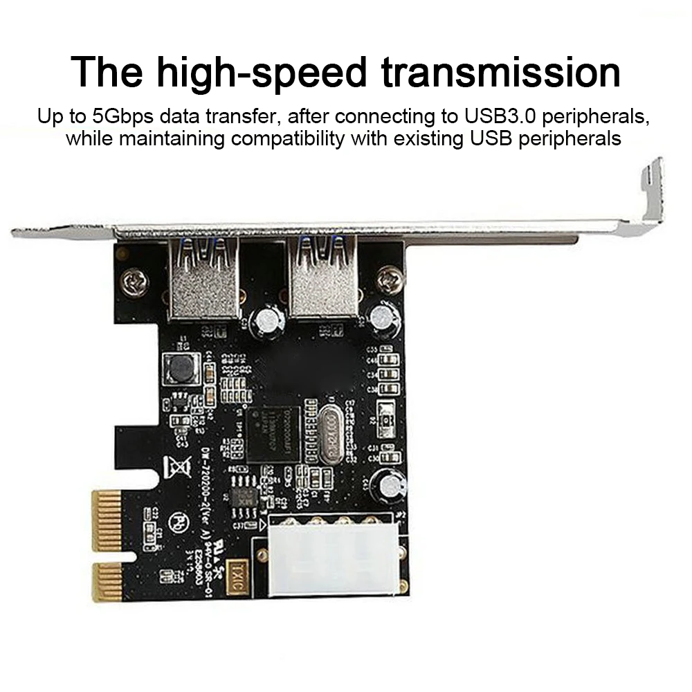 

PCIE to Dual USB3.0 Ports Expansion Riser Card with Chip External USB Adapter Card for Desktop PC Computer