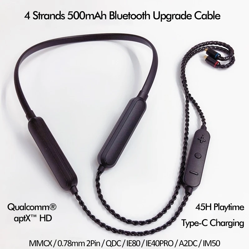 

Прочная плетеная из 4 нитей aptX HD Bluetooth обновления кабель 500 мА/ч, 45 часов игрового Hi-Fi аудио линия USB-C для MMCX 2Pin QDC IE80 A2DC IE40PRO обмен мгновенными со...