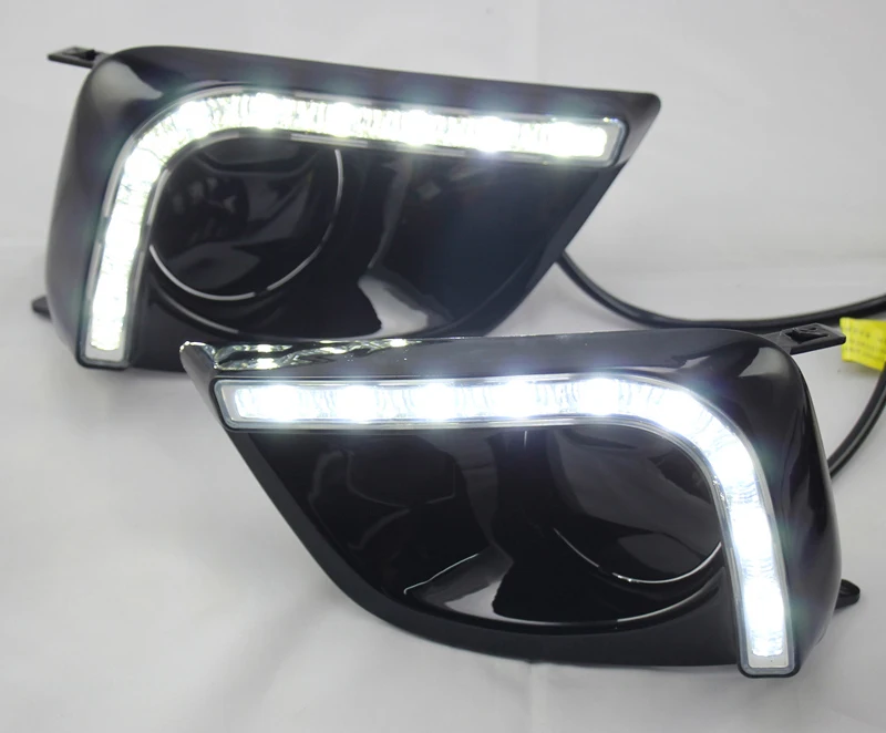 

2pcs For Toyota Vios 2014-2017 LED Daytime Driving Running Light DRL Car Fog Lamp 6000K White Light Turn Yellow Light