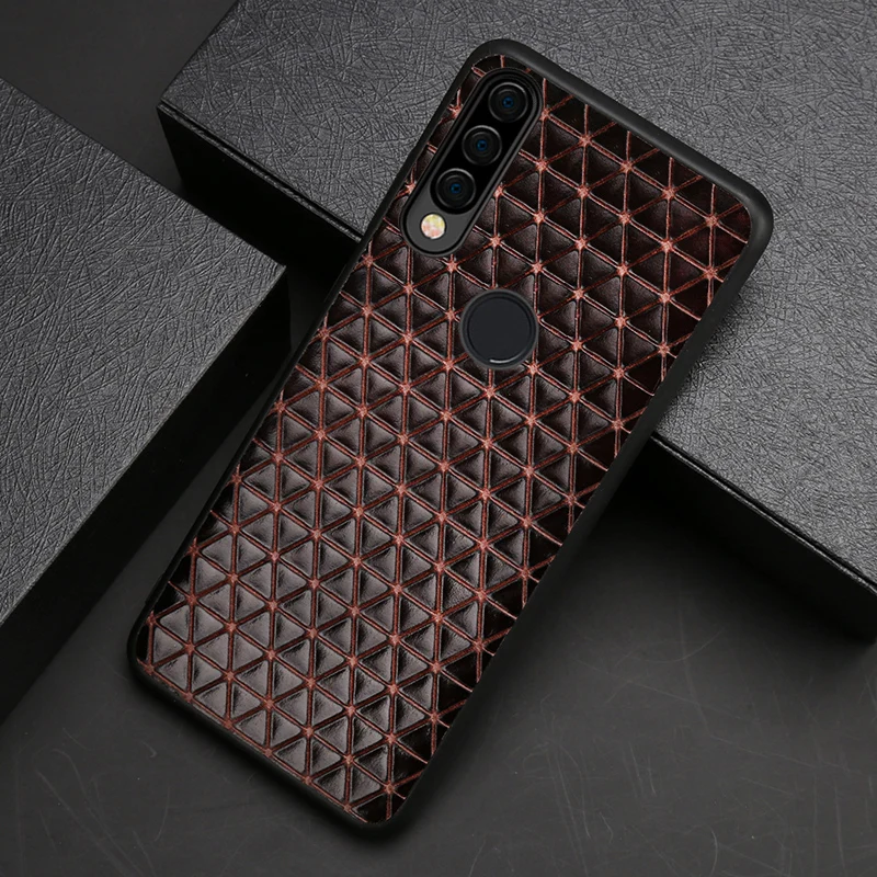 

Leather Phone Case For Huawei P40 Lite P30 P20 Mate 30 20 Nova 5T P Smatr Honor 8X 9X 9 10 Lite 10i 20 Pro 20i Triangle Texture