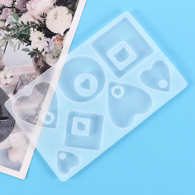 

MEETSOFT Geometry Square Round Heart UV Epoxy Resin Silicone Molds of DIY Handmade Findings Pendants Jewelry Accessory Tools