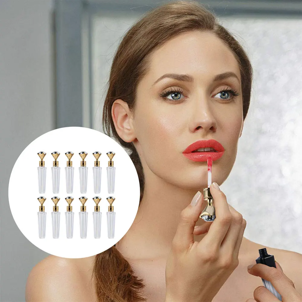 

12pcs Diamond Shaped Lipstick Samples Containers Empty Mini Lip Gloss Tube