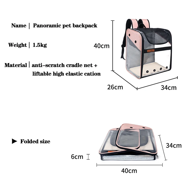 

Panoramic Space Double Shoulder Portable Travel Backpack Detachable Outdoor Pet Cat Dog Carrier Bag Pet Cat Bag Mesh Backpack
