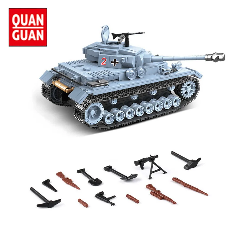 Военный танк WW2 строительные блоки 718 шт. городской полицейский солдат средний