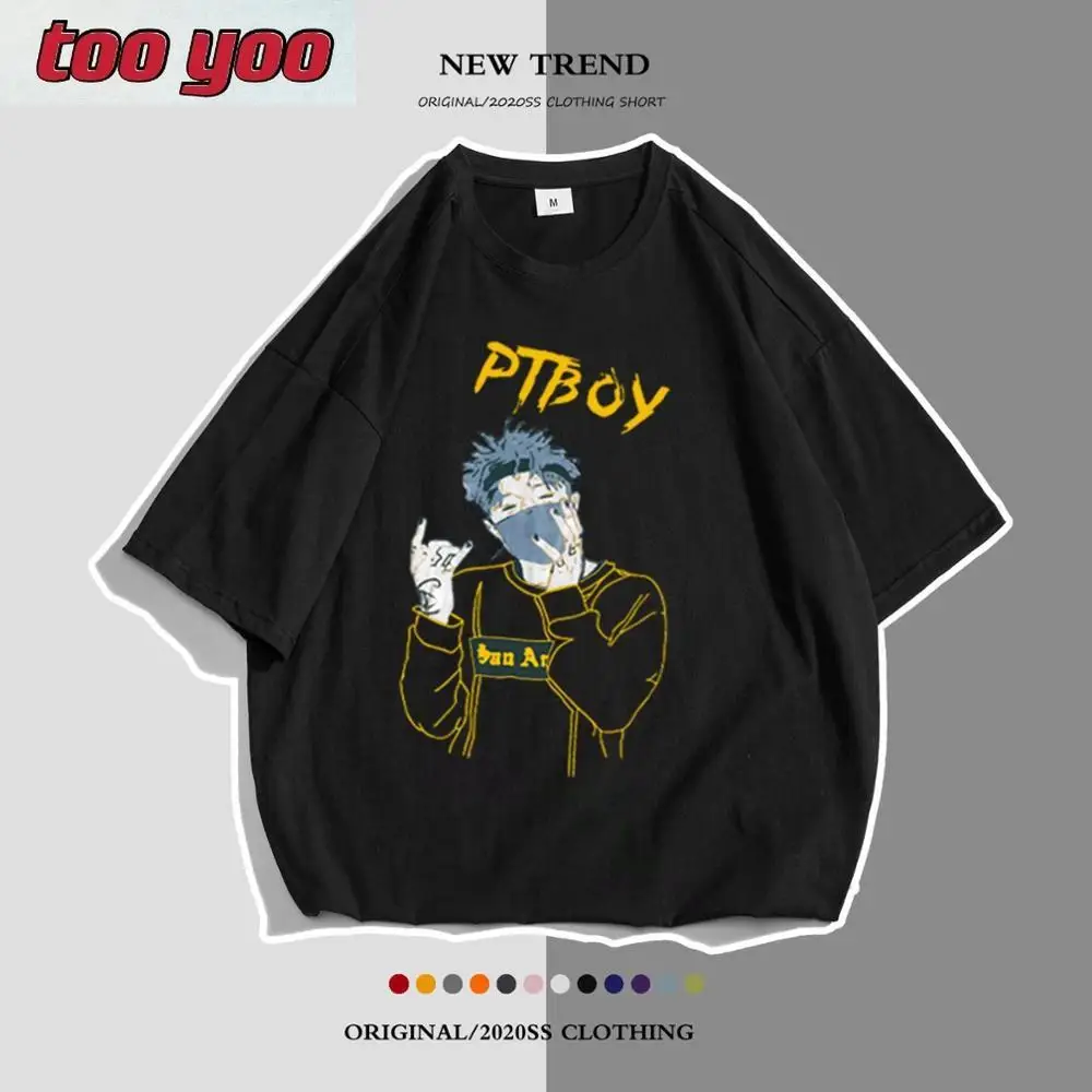 

New Cotton T Shirt Rap Men Summer Hip Hop Tops Loose short sleeved Fashion boy tshirts round neck Tee man