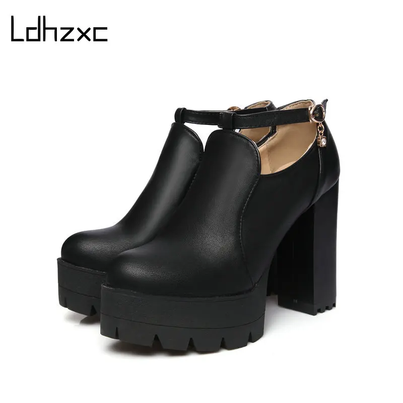 LDHZXC черные ботинки на платформе в стиле панк женские модные молнии с пряжкой