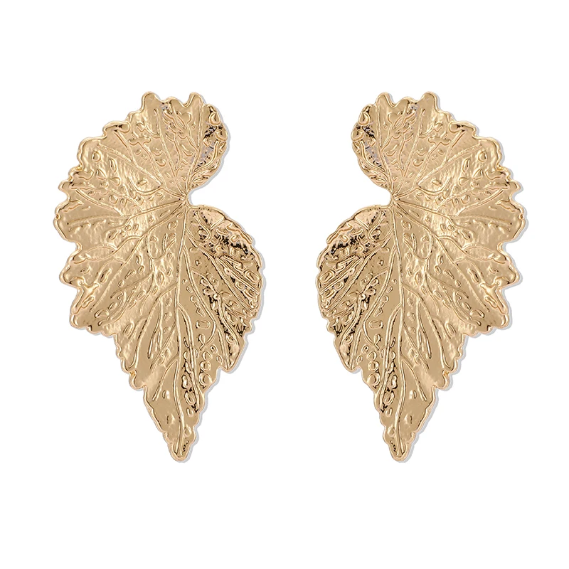 Docona 14 стильных элегантных золотых больших листьев цветов Висячие серьги для