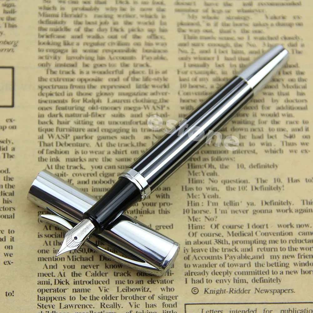 

Hot Sale Fountain Pen Medium Nib Silvery Black BAOER 051