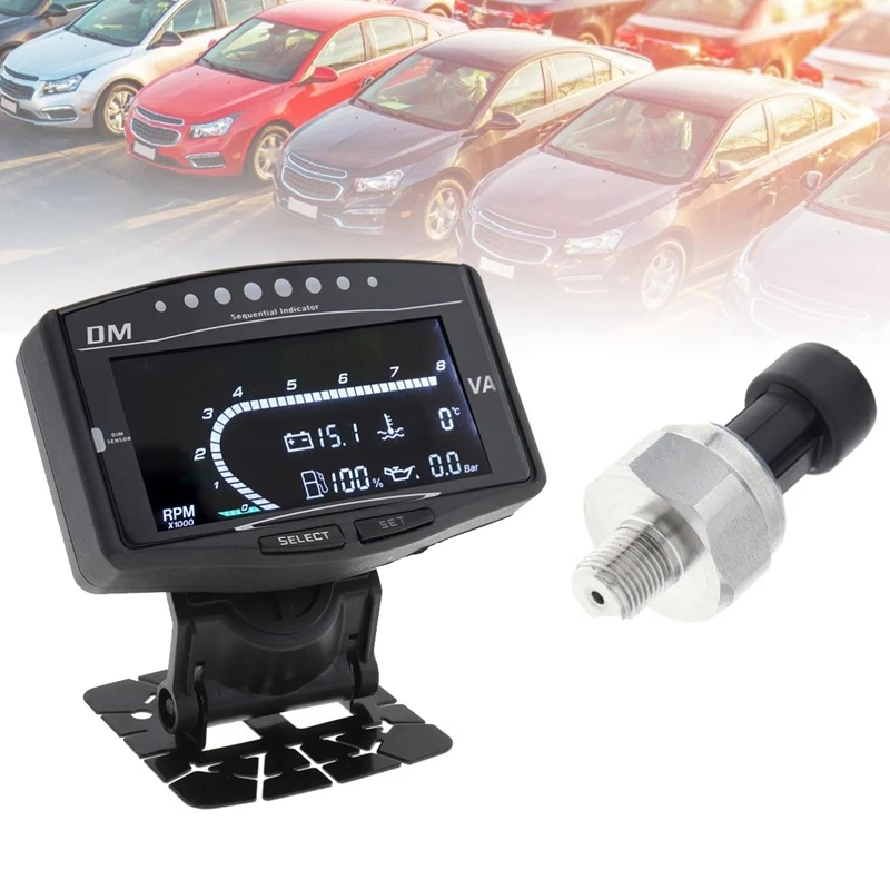 6 в 1 Универсальный Автомобильный цифровой ЖК датчик давления масла вольтметр