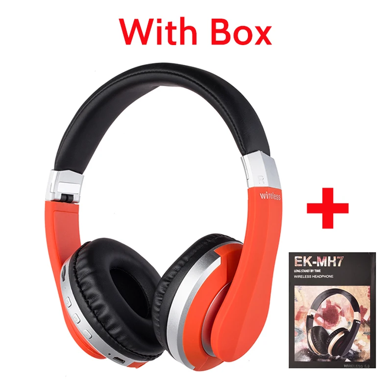 Red with Box Bluetooth наушники 5,0 Беспроводные наушники с Bluetooth наушники Проводная гарнитура с микрофоном для мобильного телефона для бега - Цвет: Red with Box