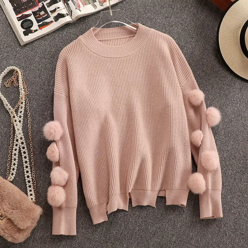 2019 осенне-зимний женский комплект с юбкой модный розовый вязаный свободный