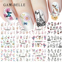gam belle 12pcsset fashion nails art manicure decals florals design water transfer stickers for nails tips beauty