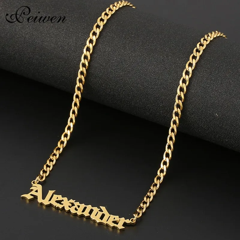 Индивидуальное ожерелье с именем на заказ чокер из нержавеющей стали золотое для