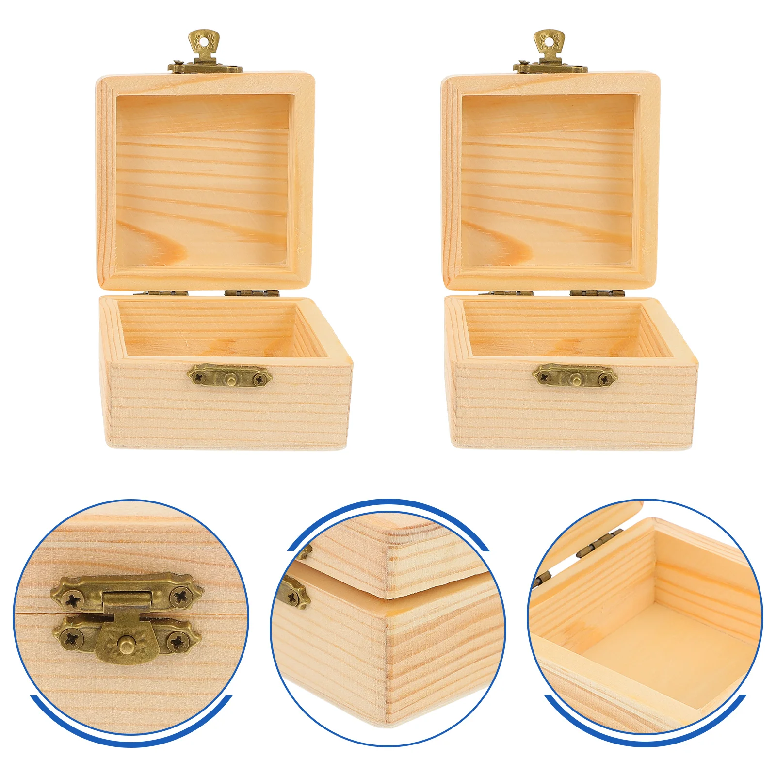 

2Pcs Small Wood Storage Box Gift Packaging Box Candies Jewelry Storage Case