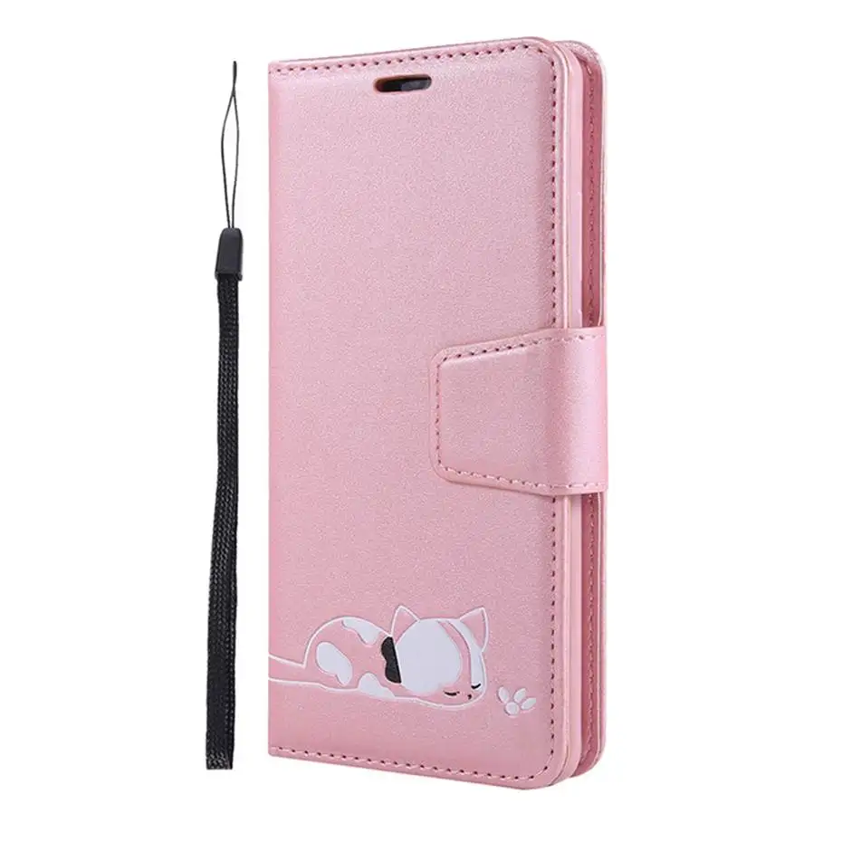 Pink Кожаный чехол с откидной крышкой для samsung Galaxy S10 E S9 J4 J6 A7 A6 плюс A10 A20 E A30 A40 A50 A70 милый кошелек с котами чехол для телефона - Цвет: Pink