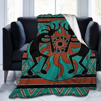teal black and brown kokopelli southwest throw blanket for couch all seasons suitable fuzzy bed blankets printed christmas