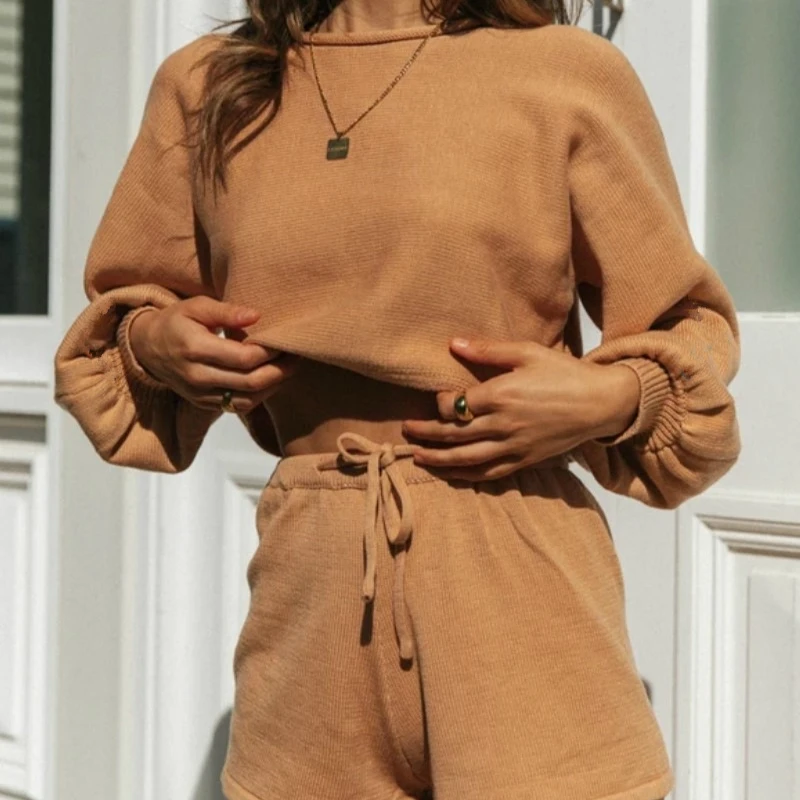 Новинка 2020 Модные женские шикарные костюмы комплект из двух предметов Топ с