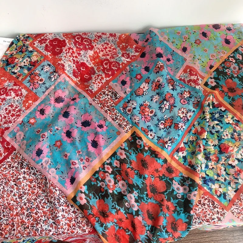 Новинка весеннего сезона 2020 блестящие длинные шали с цветочным рисунком и