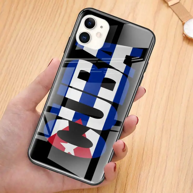 

Cuba Flag Art Tempered Glass Phone Case for iPhone 11 12 Pro Max 12Mini 6 6S 7 Plus 8 + X XR XS SE 2020 Back Cover Coque Shell