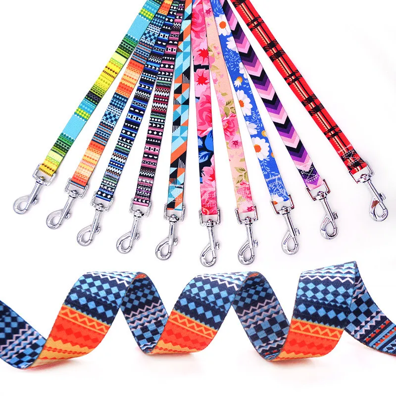 

New Dog Leash Rope Nylon Printed Pet Dogs Walking Lead Leashes 120cm for Small Medium Large Dogs Cat Chihuahua Pitbull