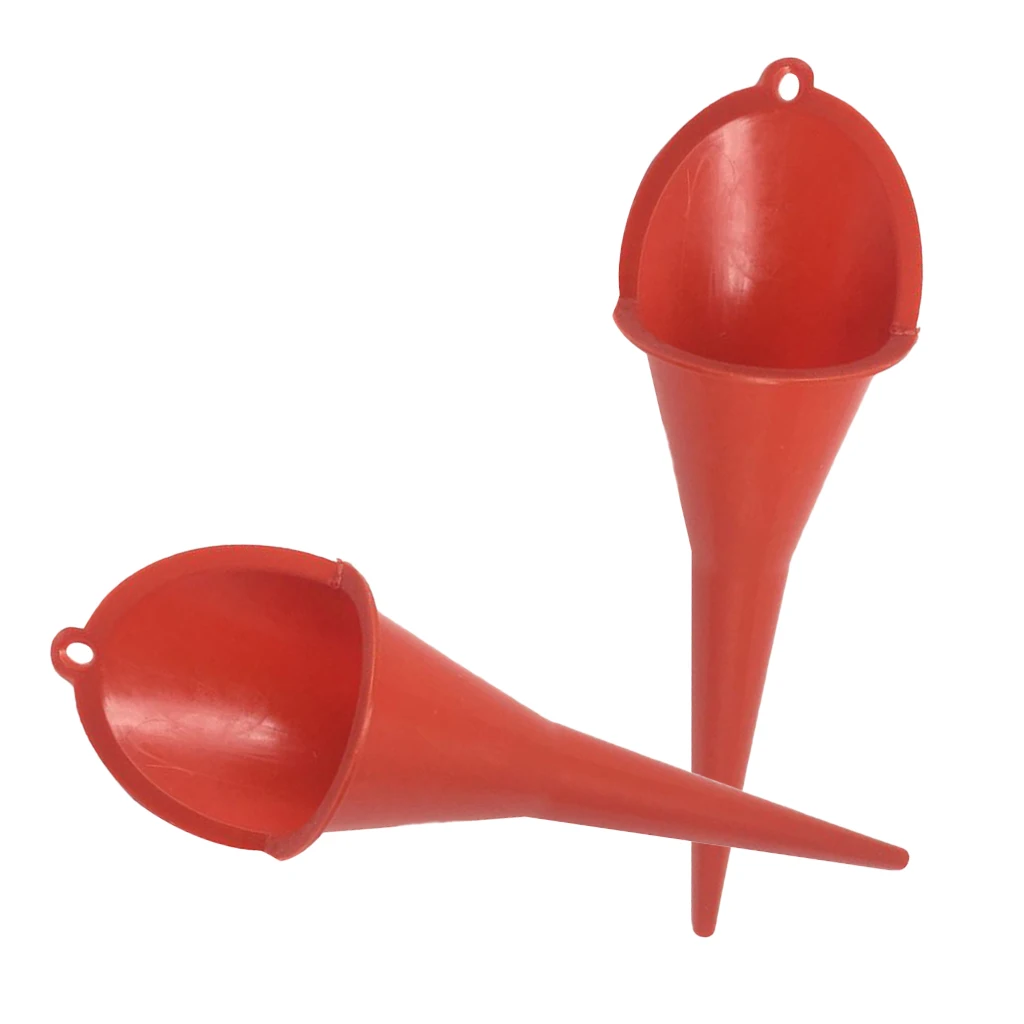 

2x Universal Long Neck Oil Gasoline Fuel Funnels For Car Auto Motorcycle Red