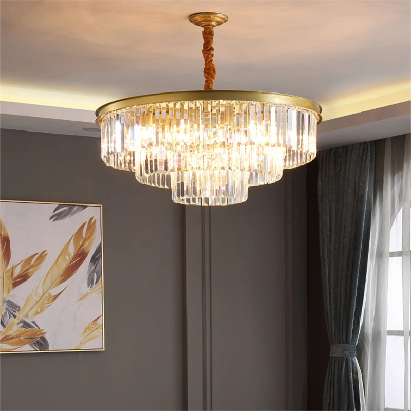 Роскошный потолочный светильник в скандинавском стиле с золотыми кристаллами