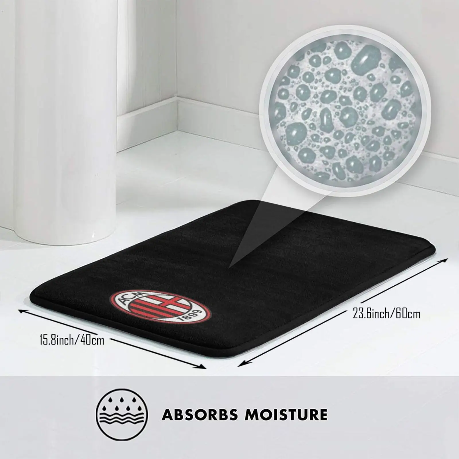 Логотип Rossonero коврик для фанатов подушка мягкий логотип черный футбольный клуб Acm