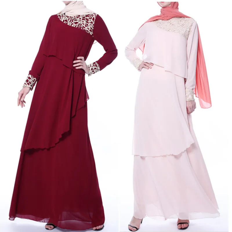 Мусульманское платье кружевная Абая шифоновая рубашка кардиган кимоно длинное