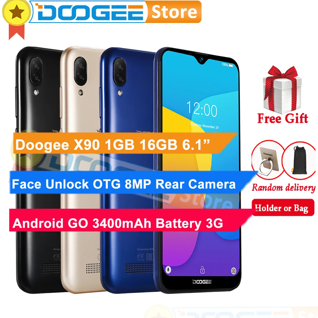 Смартфон DOOGEE X90 с 6 1 дюймовым дисплеем ОЗУ ГБ ПЗУ 16 3400 мАч 8 Мп 3G WCDMA|Смартфоны| |