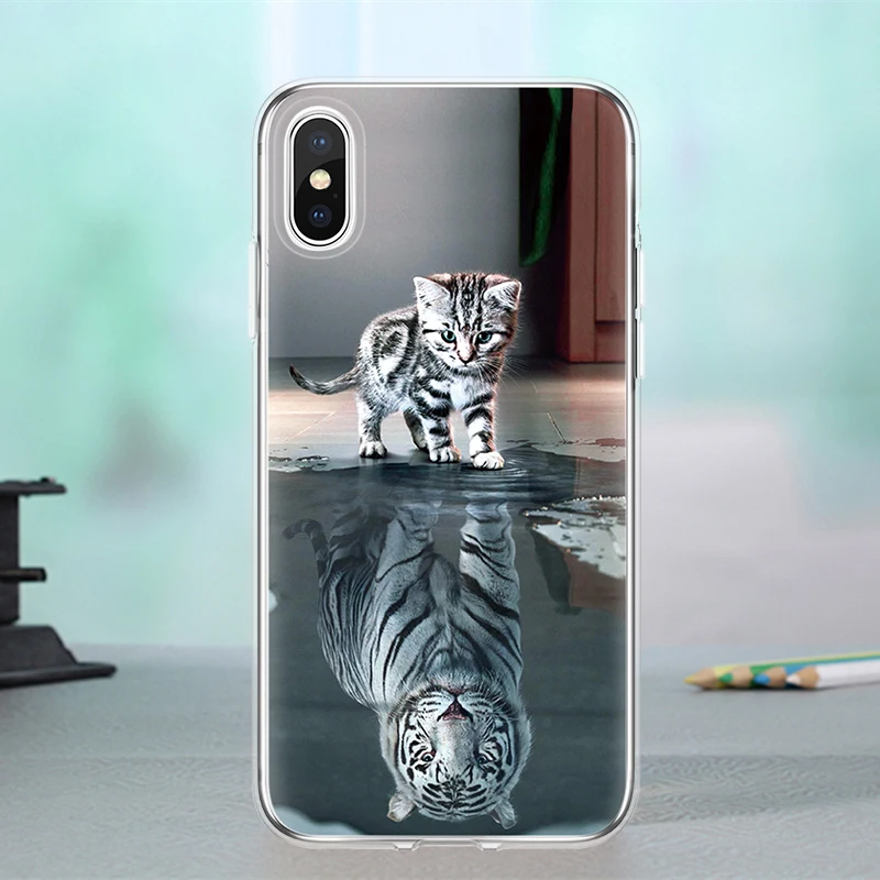 Милый черно-белый чехол с кошкой для iphone 5 5S SE 6 6S 7 8 Plus X XR Xs Max Fundas задней крышки |