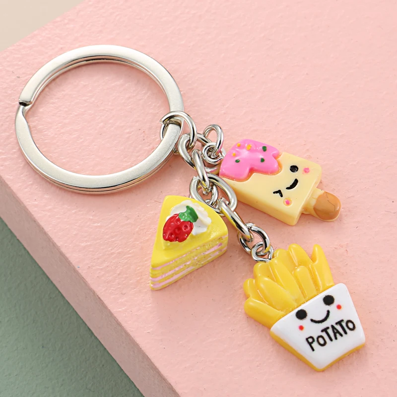 Брелок для ключей с изображением десерта послеобеденного чая мороженого