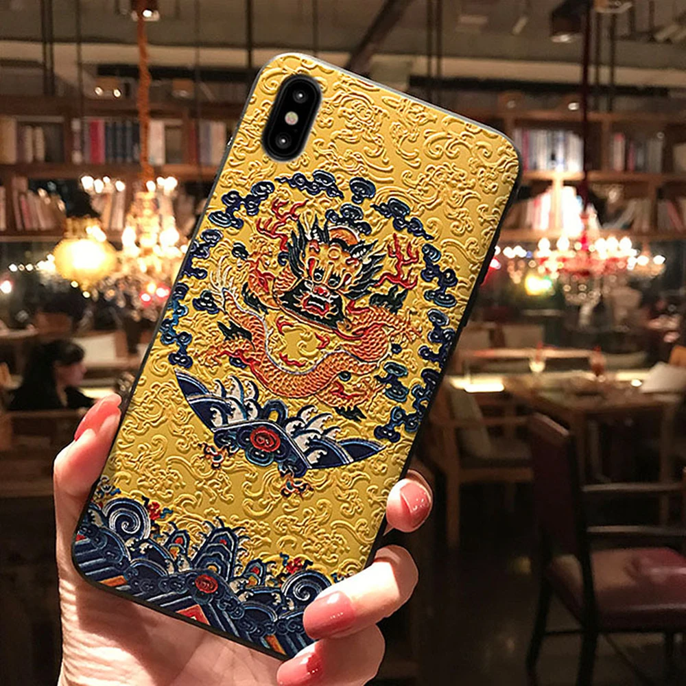 Fashion Robe Phone Case For iPhone 6 6s 7 8 Plus X XS MAX XR Dragon Phoenix Pattern Shockproof Dustproof Retro Back Shell Cover |