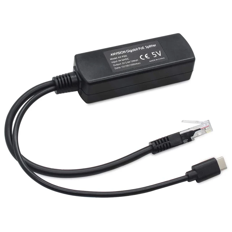 2 шт./упаковка 5 В гигабитный PoE сплиттер USB Тип C от 48 до адаптер 4 А совместимый с IEEE